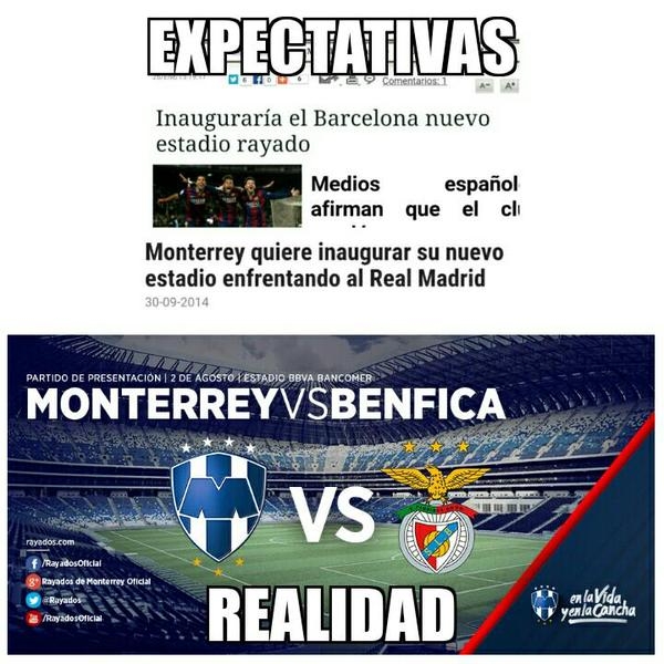 Benfica y Rayados, la burla en memes