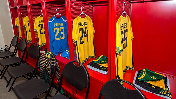 El vestuario de Jamaica previo al duelo ante México.