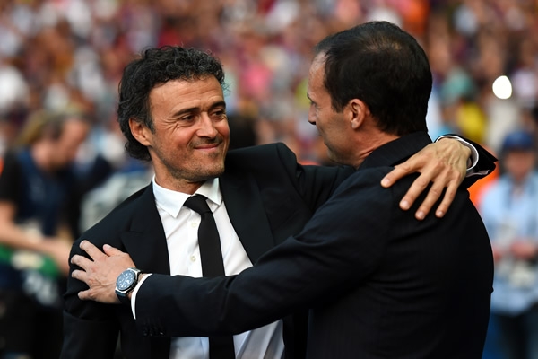 Luis Enrique y Allegri, minutos antes del silbatazo inicial.