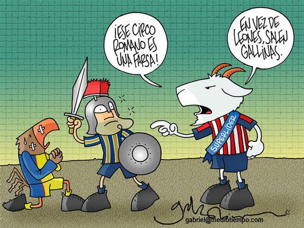 La Chiva -que es Súper líder- le dice al Gladiador y al Águila que ese circo...