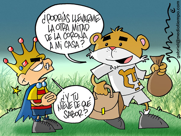 Con media corona en la bolsa