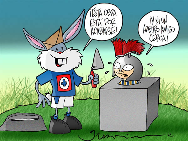 El Conejo le dice al gladiador que esa obra está por acabarse. El potosino...