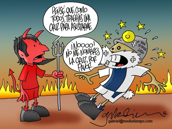 El Diablo dice, pense que traerías una cruz para asustarme, el Tuzo...