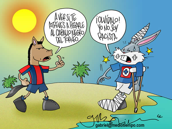 El Potro dice: a ver si te atreves a pegarle al caballo negro del torneo....