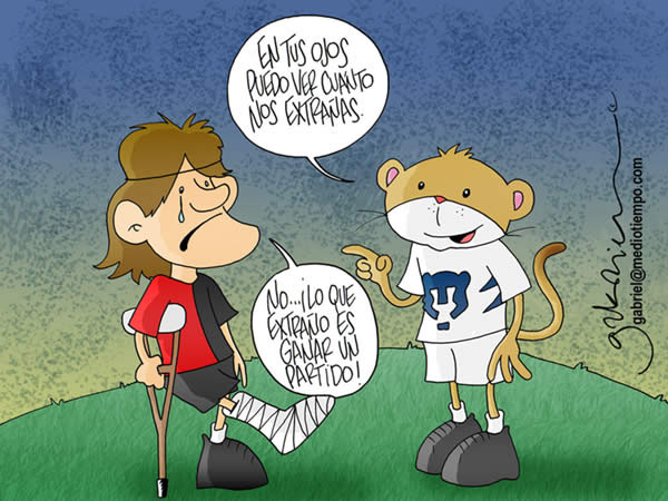 El Puma dice: en tus ojos puedo ver cuanto nos extrañas. Marioni contesta:...