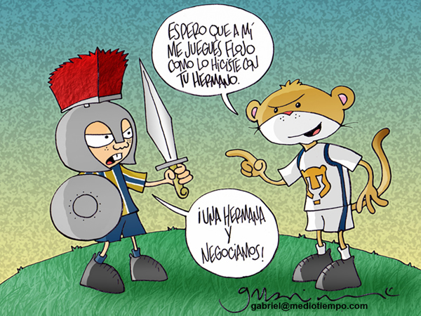 El Puma le dice al Gladiador: espero que a mí me juegues flojo como lo...