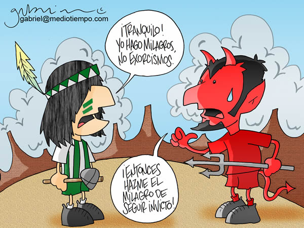 El Santo le comenta al Diablo que él hace milagros, no exorcismo. El Diablo...