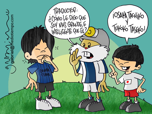 El Tuzo le pregunta a su traductor como le puede decir al Gamba Osaka que es...