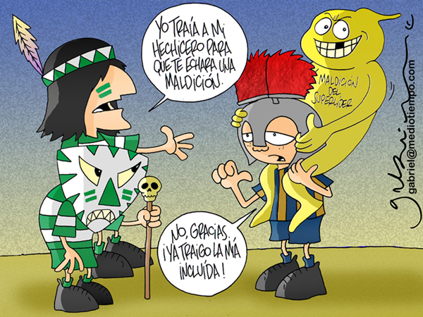 Santos le dice a San Luis: Yo traía a mi hechicero para que te echara una...