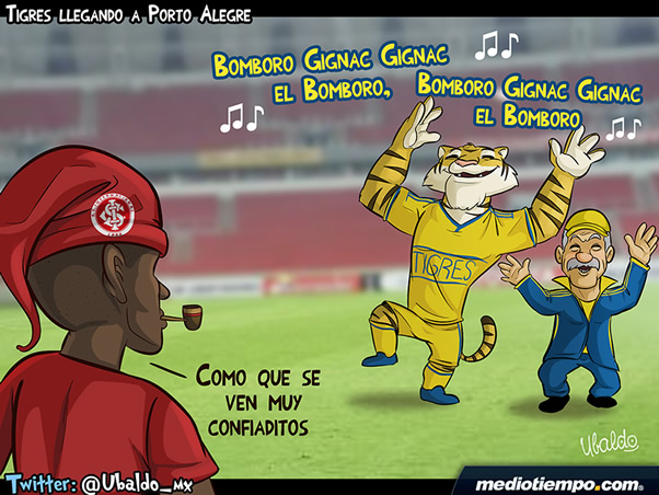 Tigres llegando a Porto Alegre