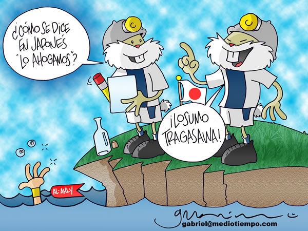 Un tuzo le pregunta a su compañero como se dice en japonés ';lo ahogamos';....