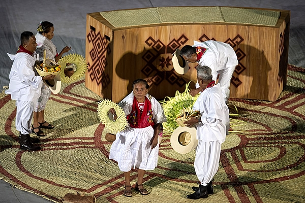 Ancianos totonacas participaron en la ceremonia de inauguración.