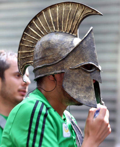 Un espartano quería demostrar su alma guerrera en la pista.