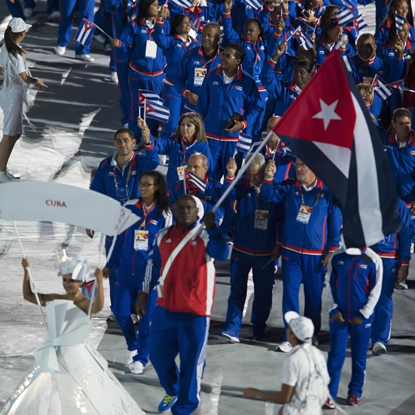 La representación de Cuba durante la inauguración.