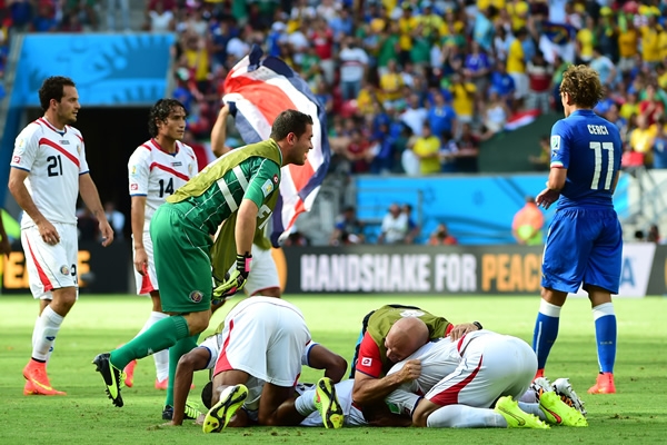 La Selección de Costa Rica en pleno júbilo.