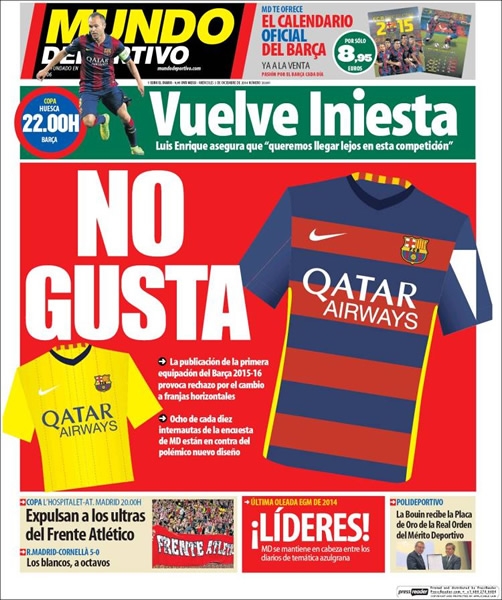 Portada del 3 de diciembre de 2014.