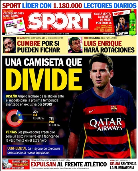 Portada del 3 de diciembre de 2014.