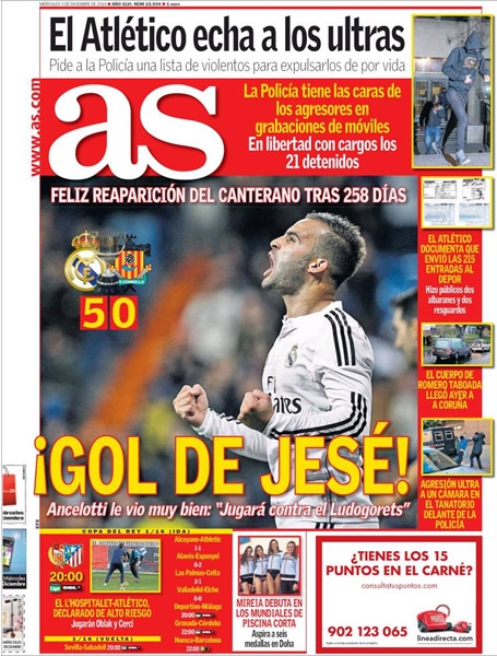 Portada del 3 de diciembre de 2014.