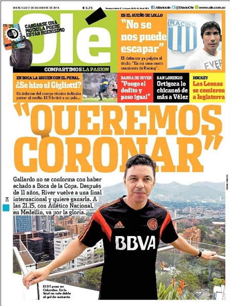 Portada del 3 de diciembre de 2014.