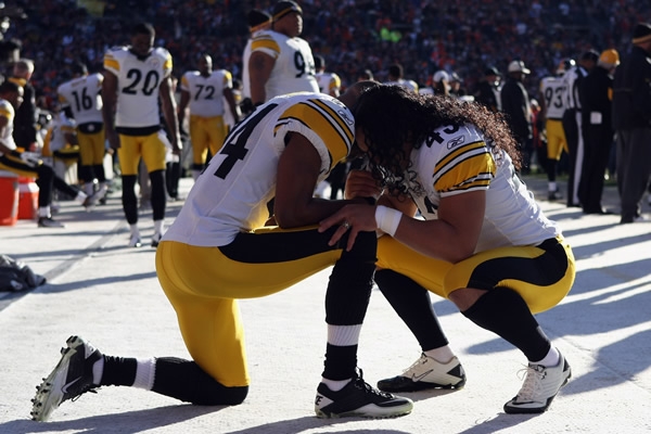 Previo al juego de comodines ante Broncos en 2012.