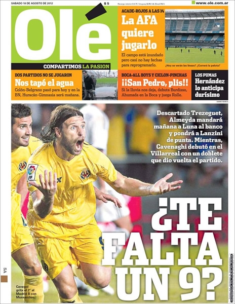 Portada 18 de agosto de 2012.