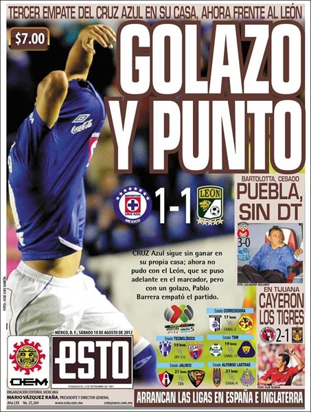 Portada 18 de agosto de 2012.