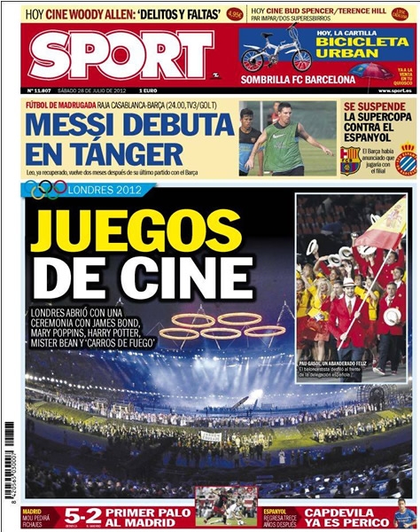 Portada del 28 de julio del 2012.