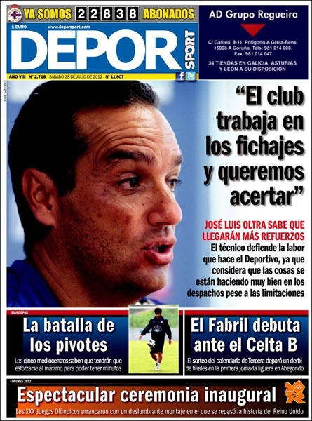Portada del 28 de julio del 2012.