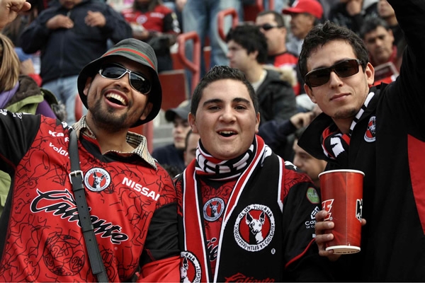 El ambiente en la tribuna estaba a tope.