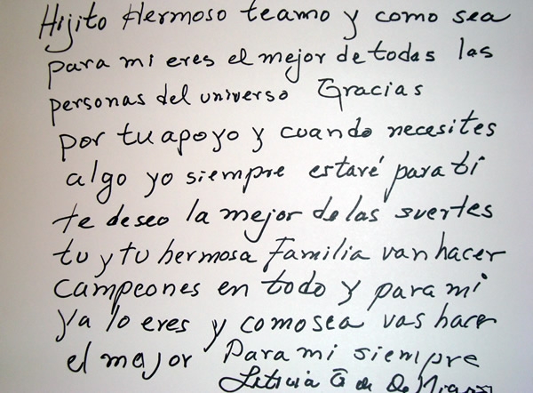 El texto de la mamá de Aldo de Nigris.