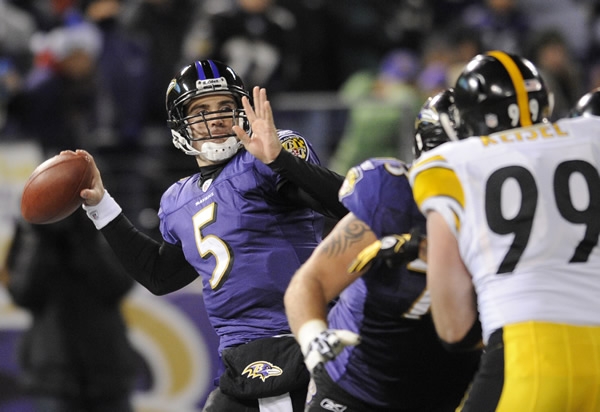 Joe Flacco no pudo completar un pase con 33 segundos en el reloj.