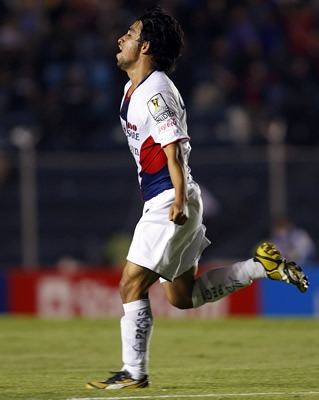 Christian Bermúdez del atlante festejando en ida de final de concachampions