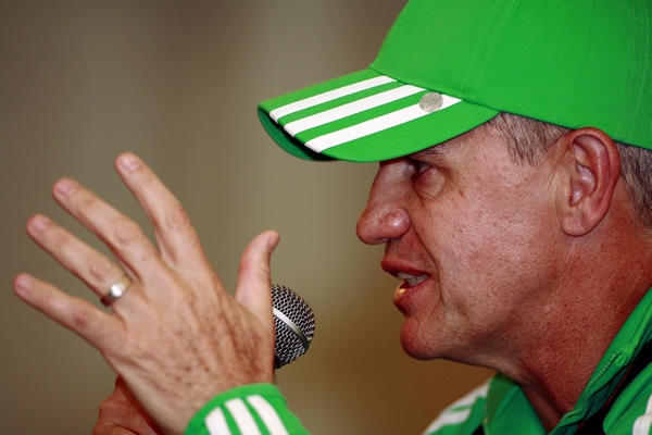 Javier Aguirre en la conferencia de prensa.
