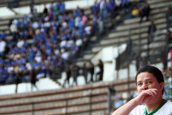 Las gradas se fueron pintando poco a poco