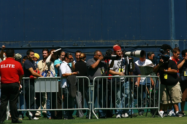 Muchos periodistas se dieron cita al entrenamiento