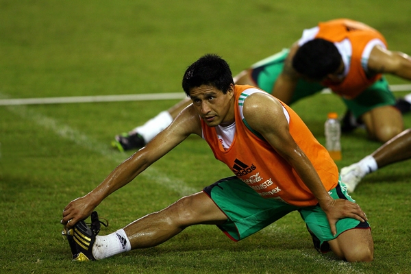 Osorio en pleno estiramiento.