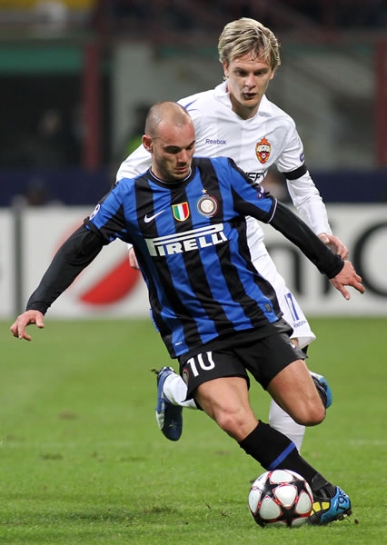 Wesley Sneijder estuvo muy participativo.