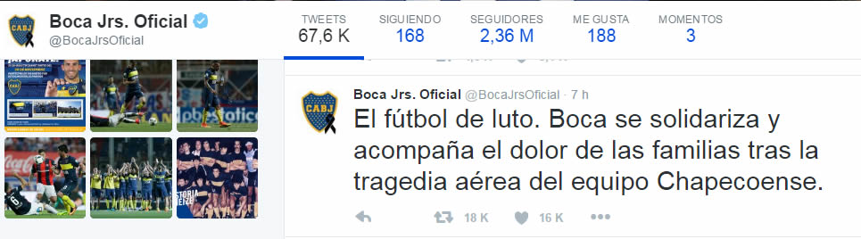 El mundo del futbol se conduele por tragedia del Chapecoense