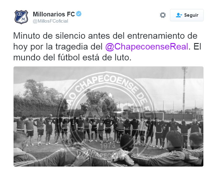 El mundo del futbol se conduele por tragedia del Chapecoense