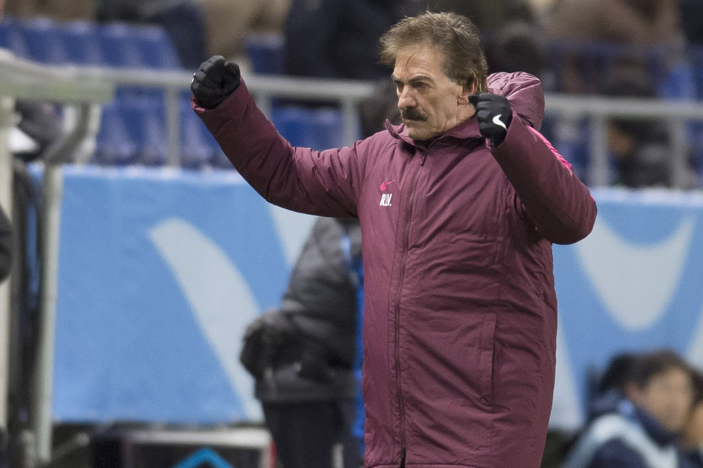 Así festejó La Volpe la victoria de sus pupilos. 