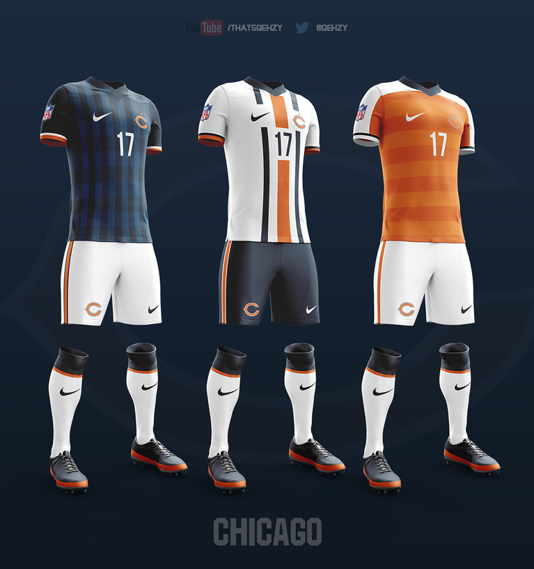 Si los equipos de la NFL jugaran futbol, vestirían así