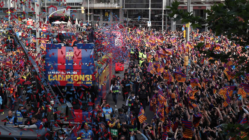 FC Barcelona celebra sus títulos de Liga España y Copa del Rey