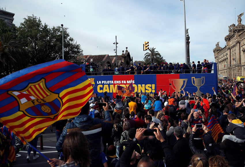 FC Barcelona celebra sus títulos de Liga España y Copa del Rey