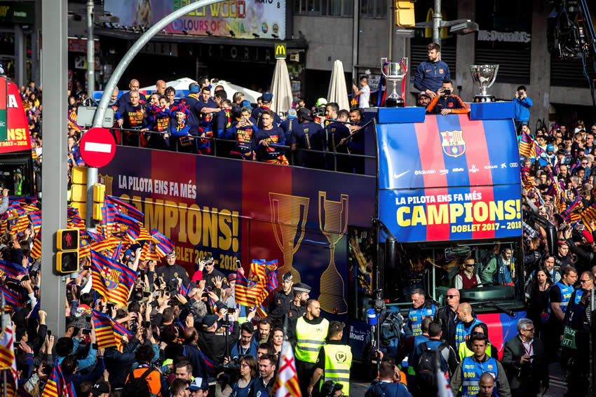 FC Barcelona celebra sus títulos de Liga España y Copa del Rey