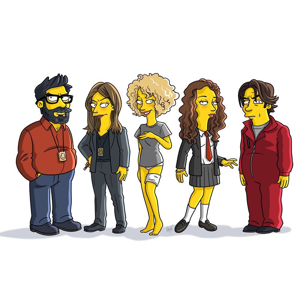 Galería de La Casa de Papel al estilo Simpsons