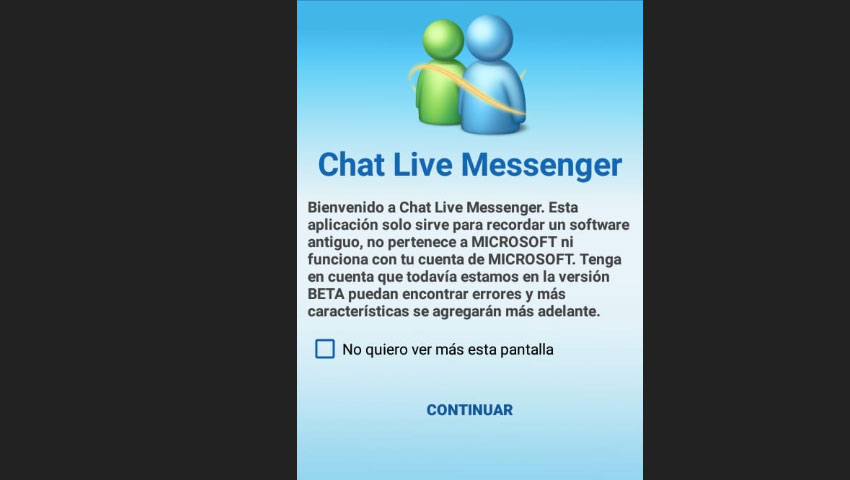 El Chat Live Messenger se encuentra en versión de prueba para el público