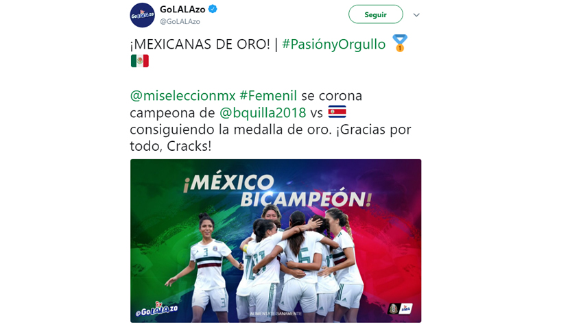 México celebra al Tri Femenil por oro en Barranquilla