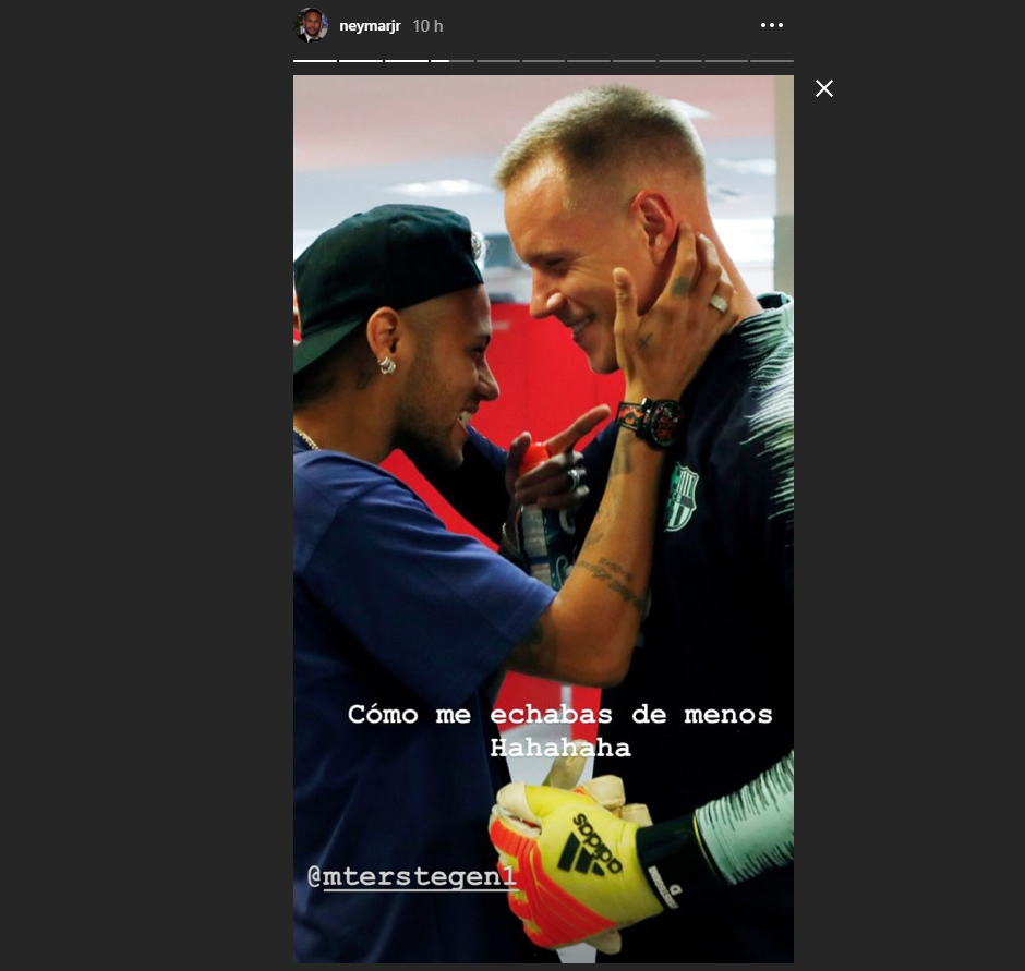 Neymar Jr. visitó el entrenamiento del Barcelona