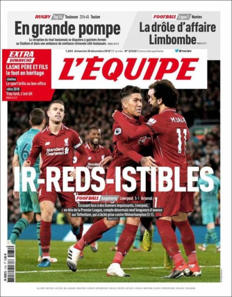 Las portadas del mundo deportivo en este 30 de diciembre de 2018