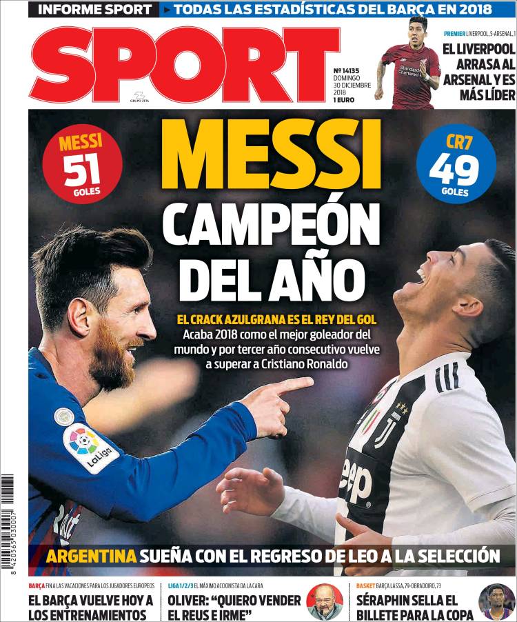 Las portadas deportivas más destacadas de este 30 de diciembre de 2018